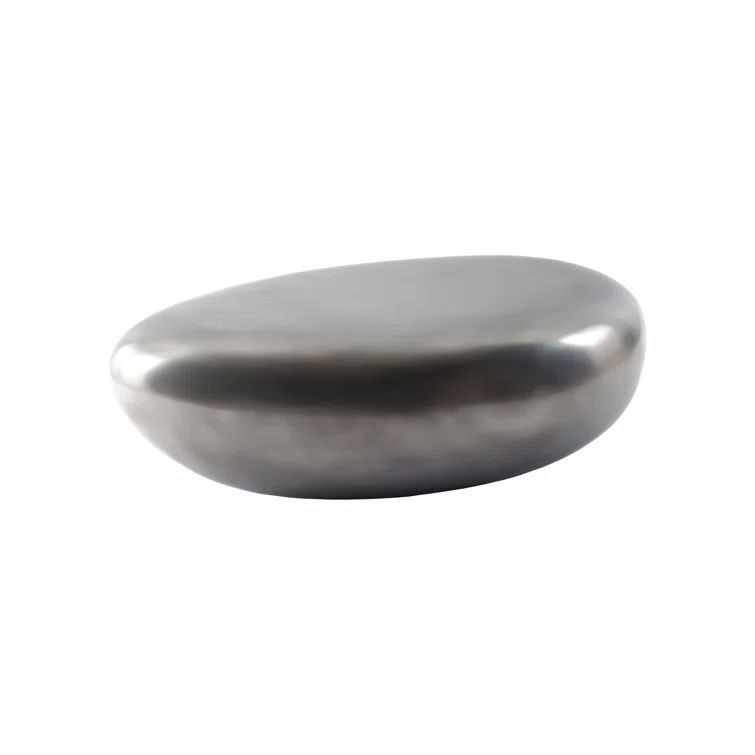 Contemporary Gray Wood Oval Outdoor Coffee Table, 54"x34"