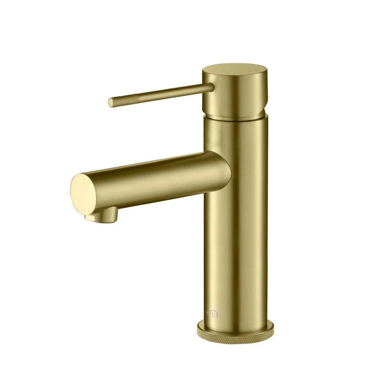 Brushed Gold Solid Brass Single-Handle Bathroom Faucet