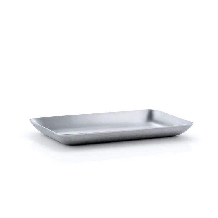 Elegant Matte Stainless Steel Rectangular Serving Tray, 6.69" x 4.33"