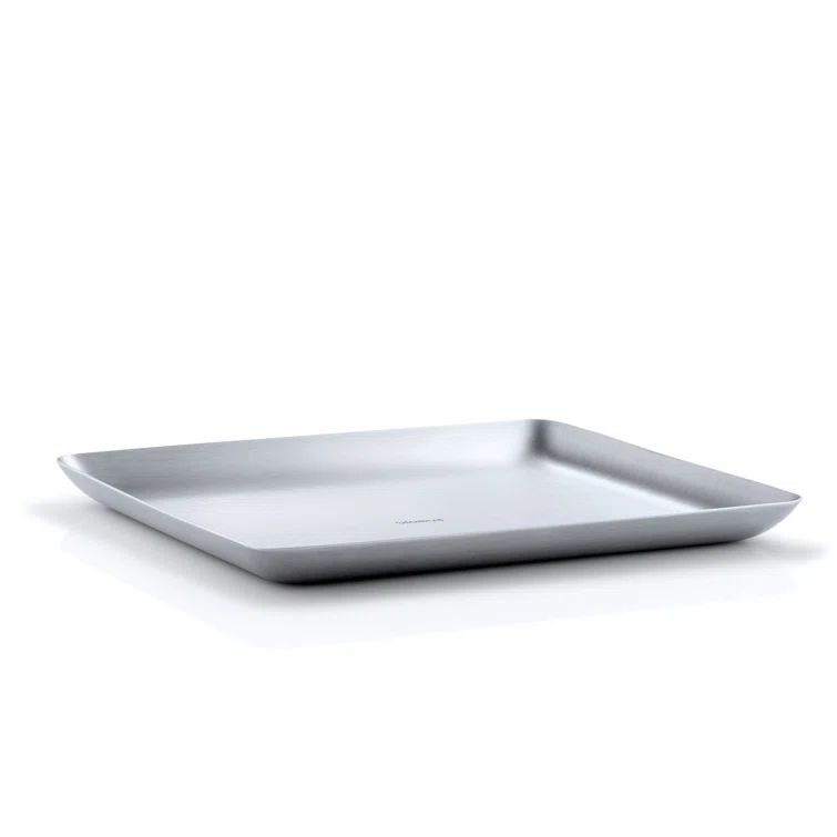 Sleek Modern Matte Stainless Steel Serving Tray