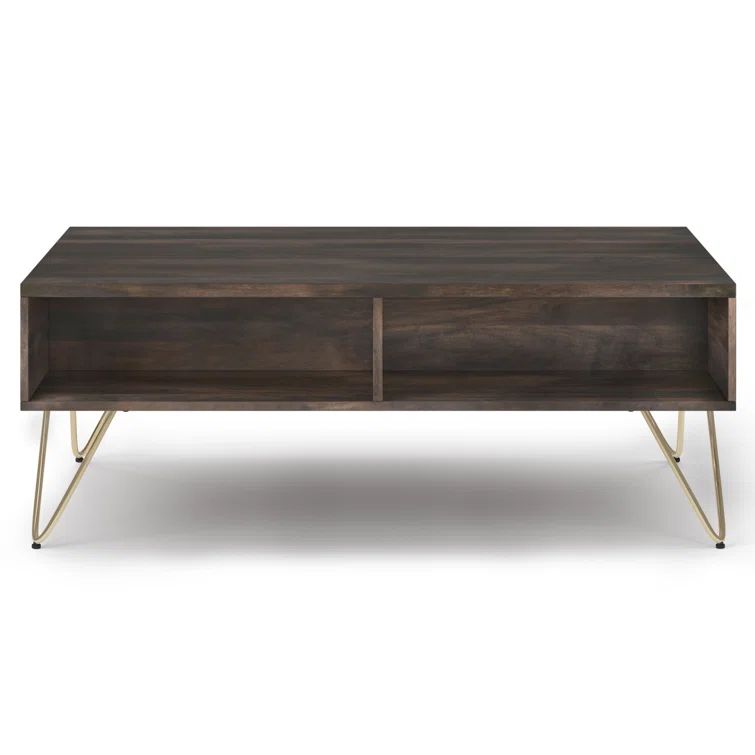 Ebony Hunter Solid Mango Wood Industrial Lift-Top Coffee Table
