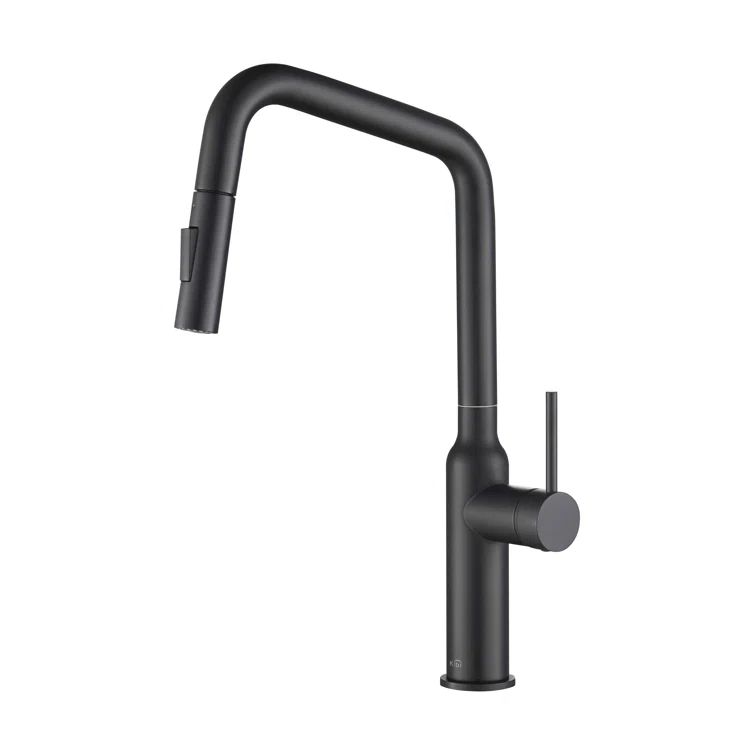 Matte Black Brass Pull Down Kitchen Faucet with Pull-out Spray