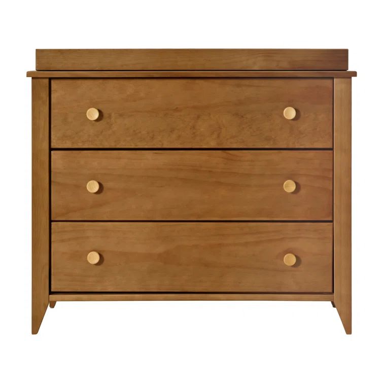 Sprout 3-Drawer Mid-Century Modern Changer Dresser in Chestnut/Natural