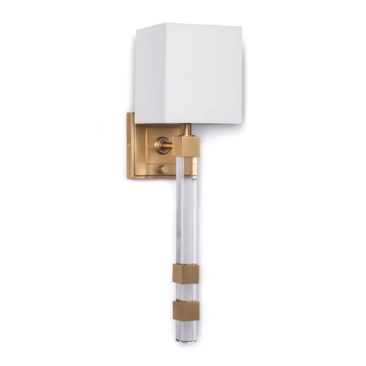 Metro Natural Brass 1-Light Sconce with Linen Shade