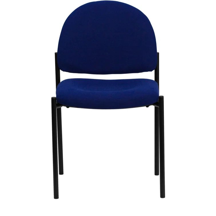 Navy Fabric Armless Stackable Steel Reception Chair