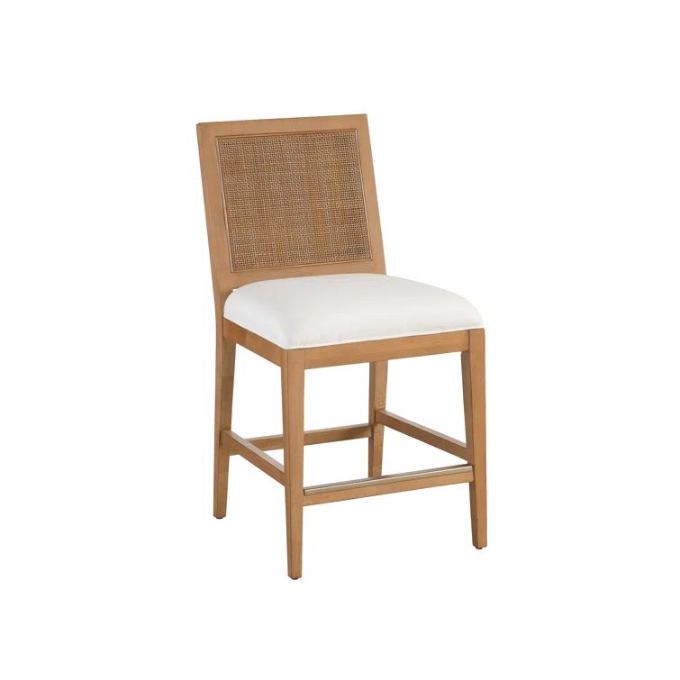 Mid-Century Modern White Linen Upholstered Side Chair with Brass Kickplate