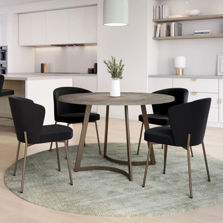Josie 48'' Brown Laminate Dining Table with Black Chairs