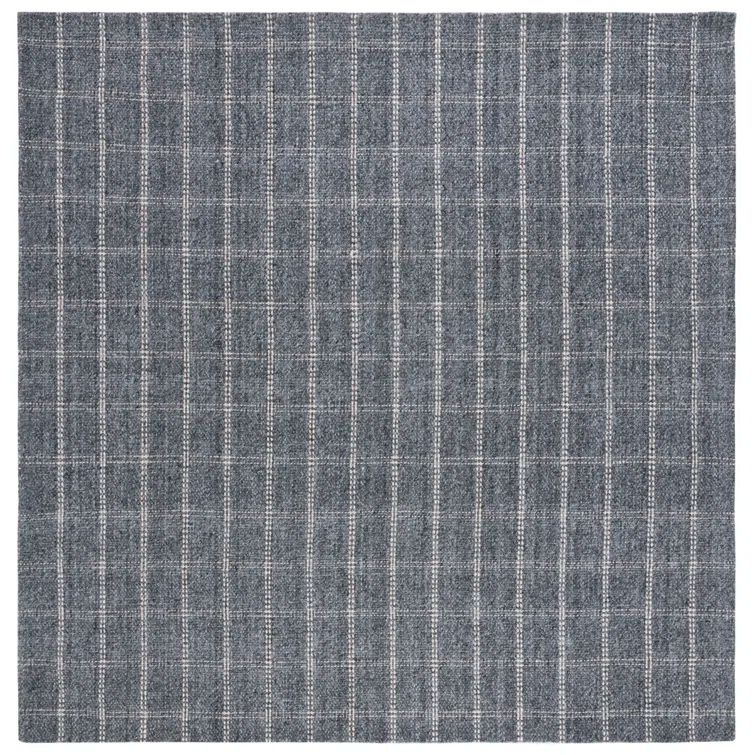 Charcoal Hand-Knotted Wool and Viscose Square Rug