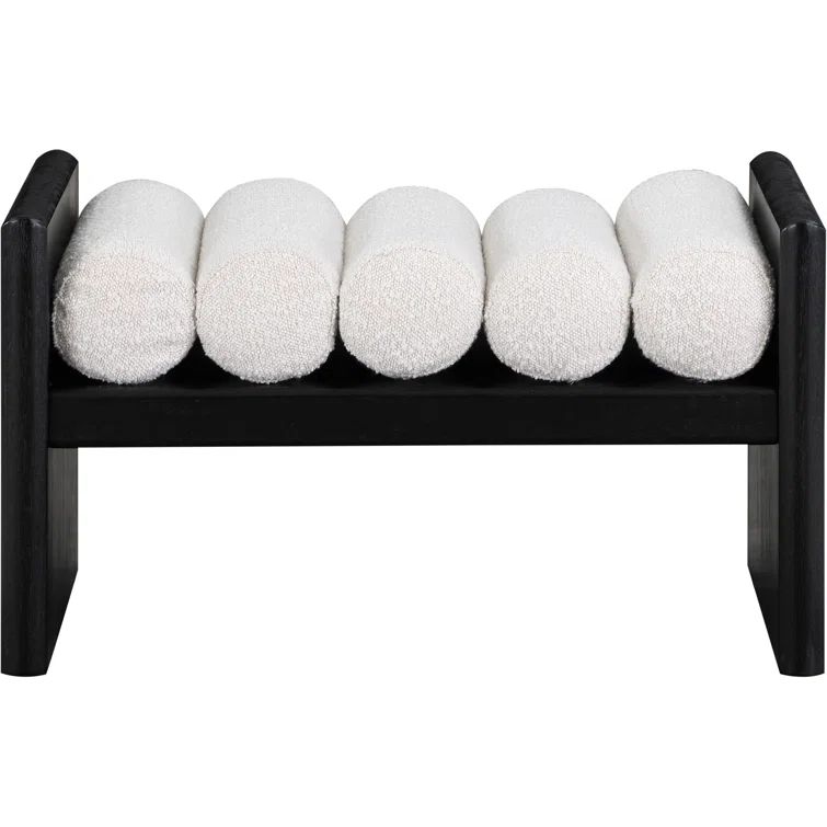 Waverly Modern Cream Boucle & Black Rubberwood Bench