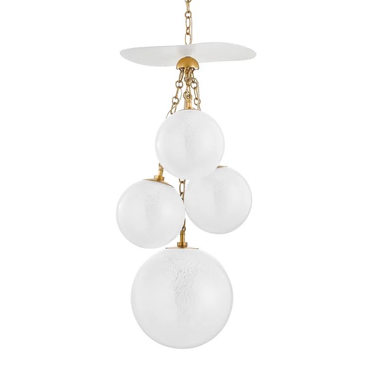 Vintage Brass and Glass 4-Light Globe Pendant