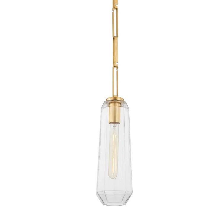 Copenhagen Vintage Brass and Clear Glass Jar Pendant Light
