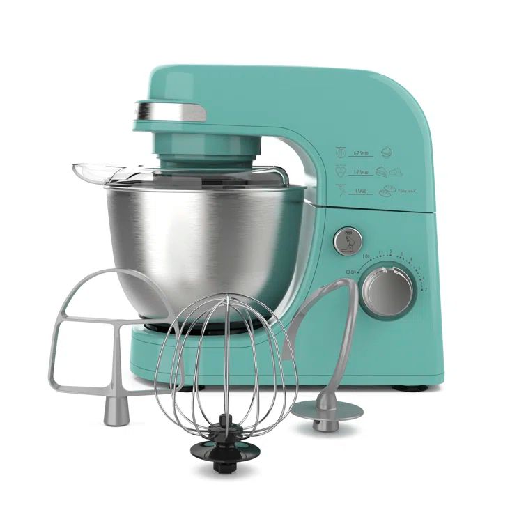 Aqua Blue 4-Quart Stainless Steel Stand Mixer with Attachments