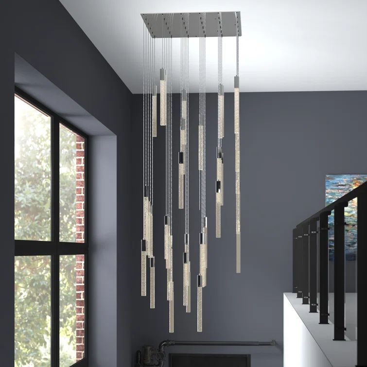 Chrome 36-Light LED Pendant with Glass and Metal