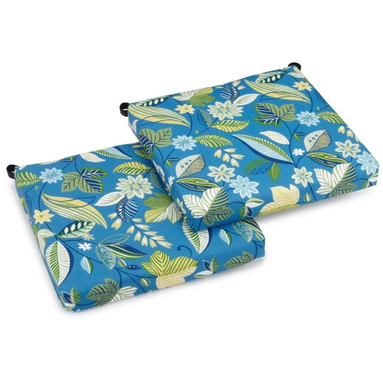 Skyworks Caribbean Blue Floral Outdoor Chair Cushions Set