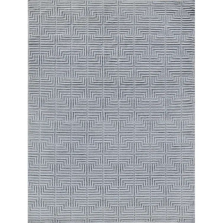 Handmade Gray Geometric Wool Rectangular Area Rug 6' x 9'