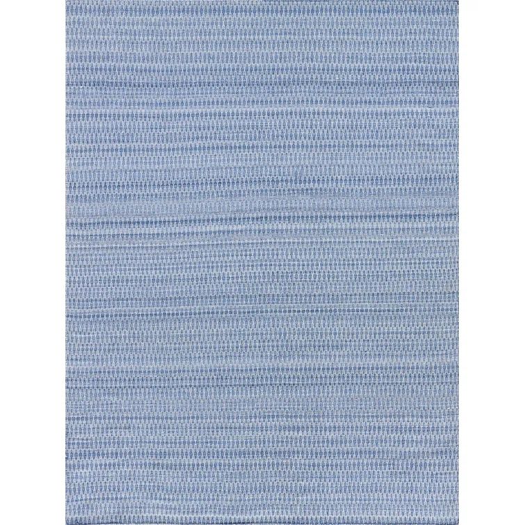 Light Blue Geometric 8'x10' Flat Woven Synthetic Area Rug