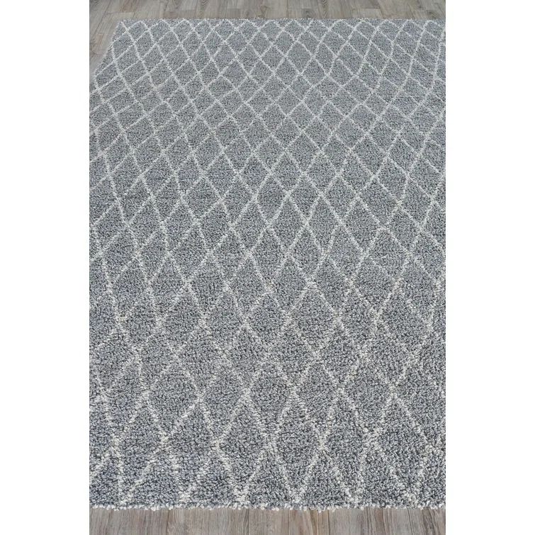 Ivory and Gray Geometric Flatweave Synthetic Rug, 4' x 6'