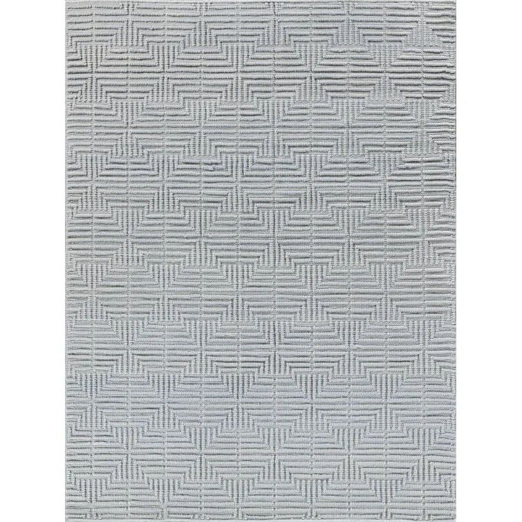 Manzoni Silver Geometric Handmade Wool-Viscose 12' x 15' Rug