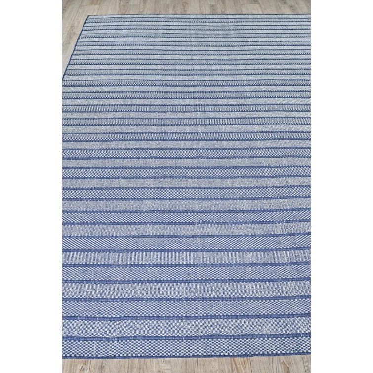 Nova 5' x 8' Blue Synthetic Flat Woven Striped Rug