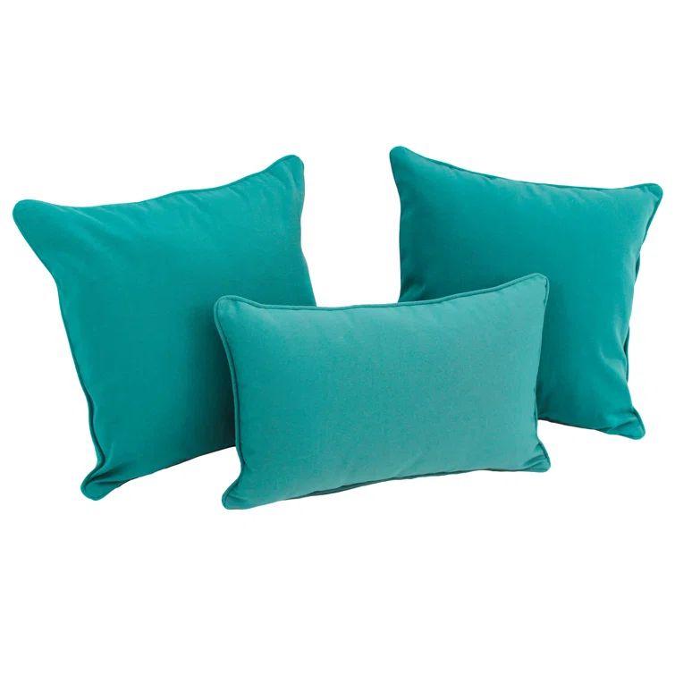 Aqua Blue Cotton Blend Twill Throw Pillow Set