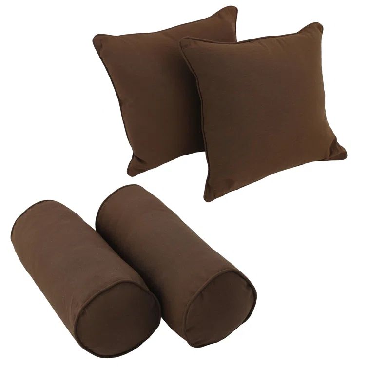 Chocolate Twill Corded Throw Pillow Set with Polyester Fill