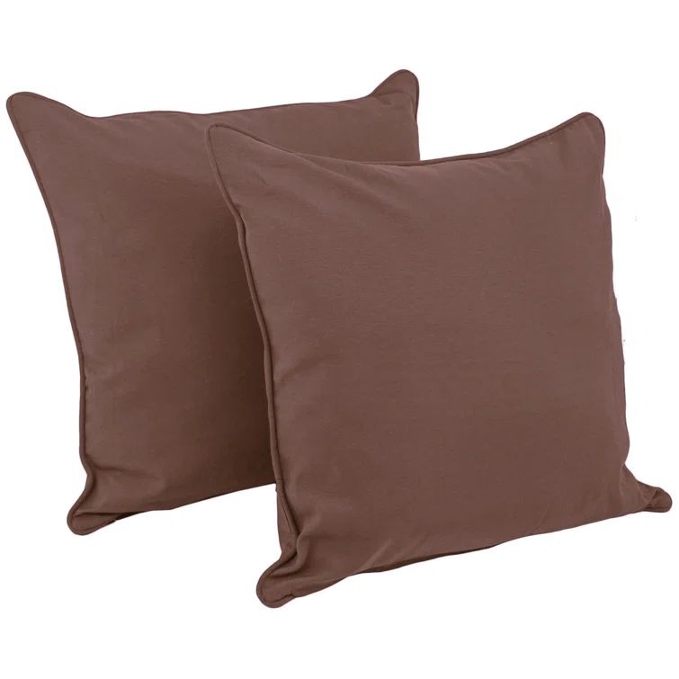 Chocolate Polyester Square Floor Throw Pillow Set with Piped Edges