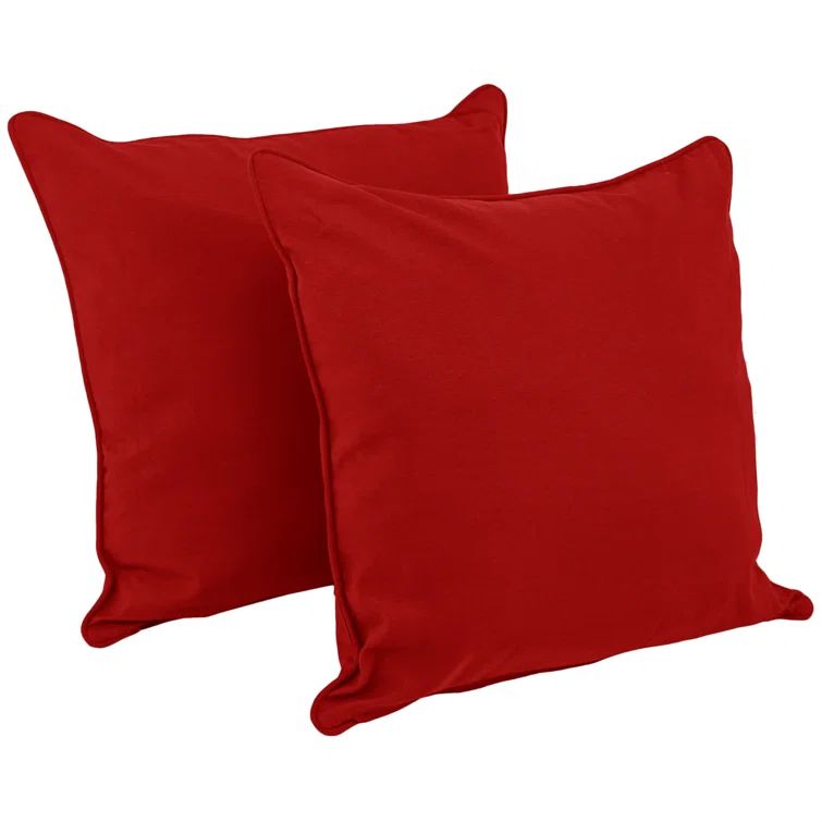 Set of 2 Red Cotton Blend Square Floor Pillows