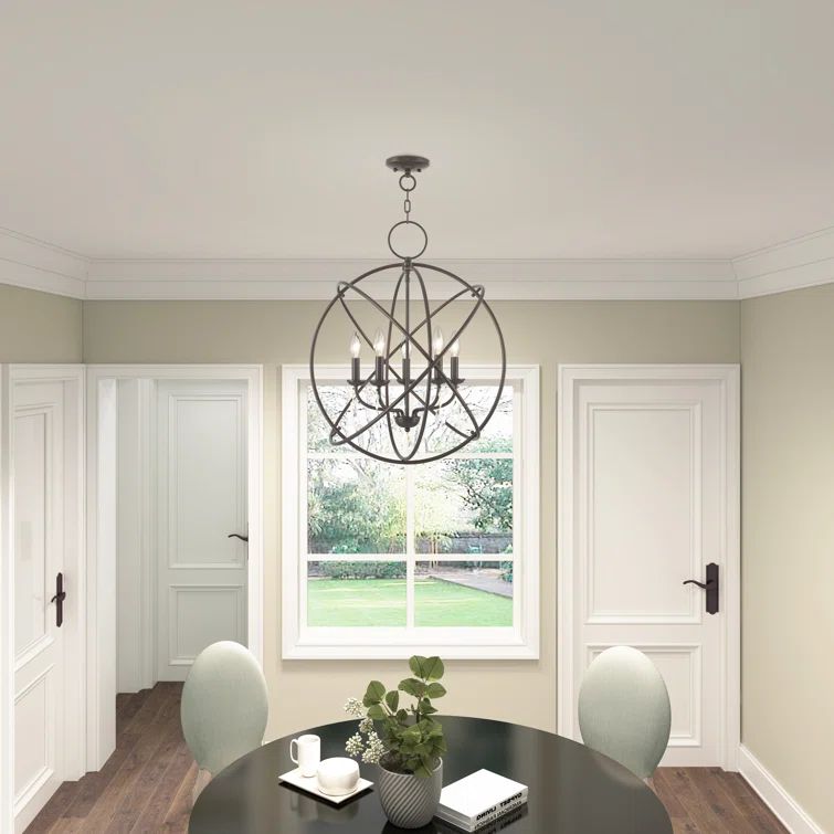 Aria English Bronze 5-Light Crystal Sphere Chandelier