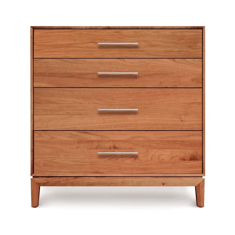 Natural Cherry Solid Wood 4-Drawer Dresser with Soft Close