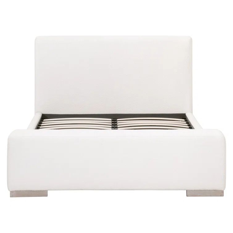 Elegant Queen-Sized Boucle Upholstered Bed with Natural Gray Oak Frame