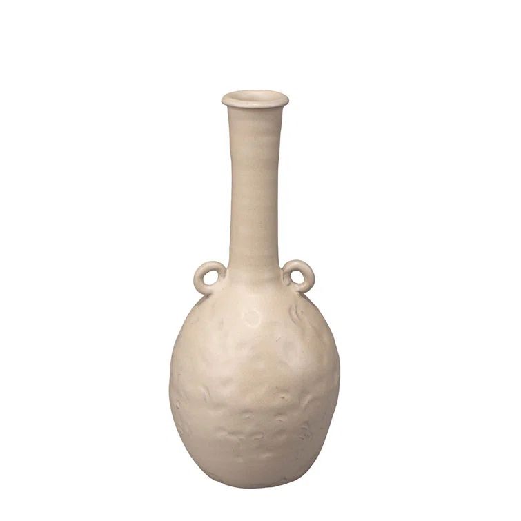 Handmade Beige Ceramic Decorative Table Vase