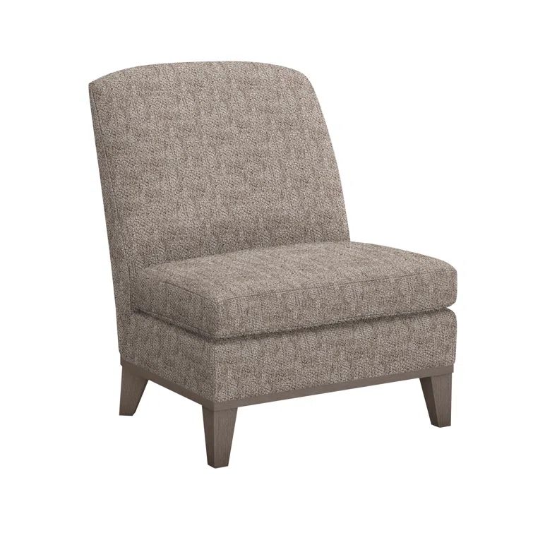 Handcrafted Bungalow Chenille Slipper Chair with Wooden Legs