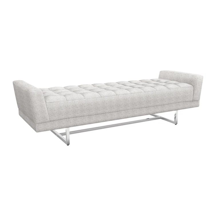 Pearl Upholstered Bench with Polished Nickel Base