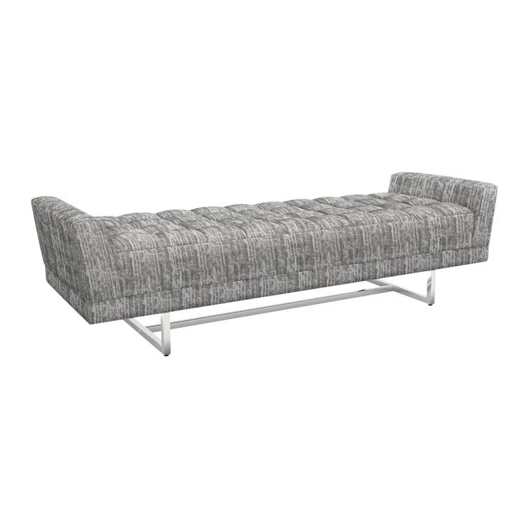 Luca Feather Upholstered Bench with Polished Nickel Base