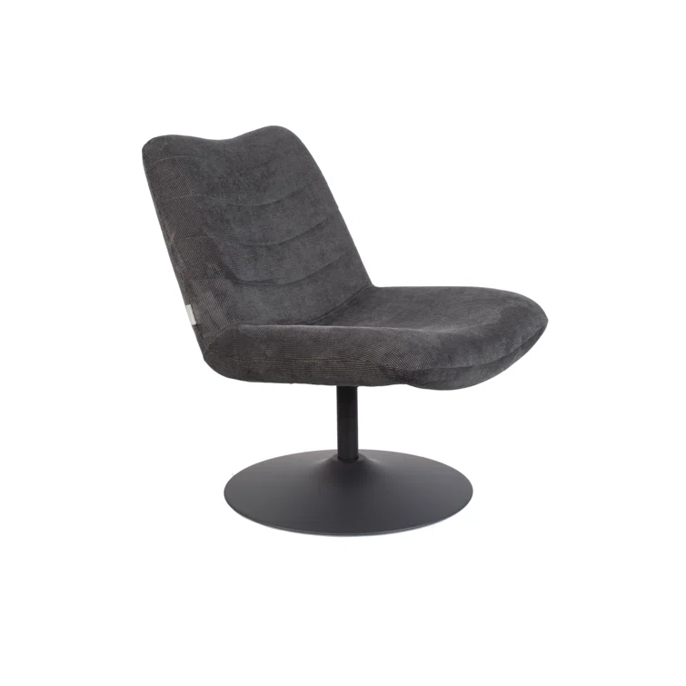 Gray Polyester Blend Swivel Accent Chair with Matching Legs