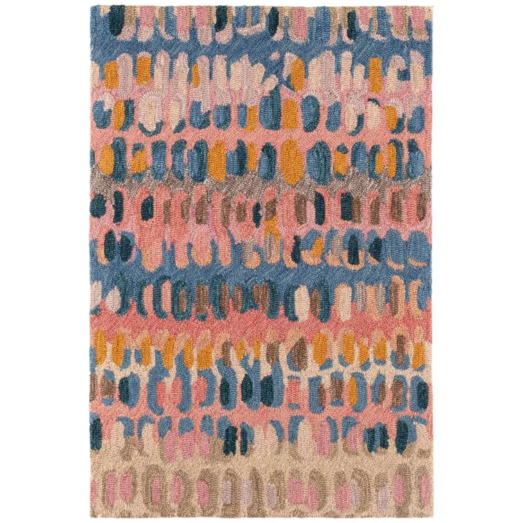 Handmade Abstract Multicolor Wool Rectangular Rug 4' x 6'