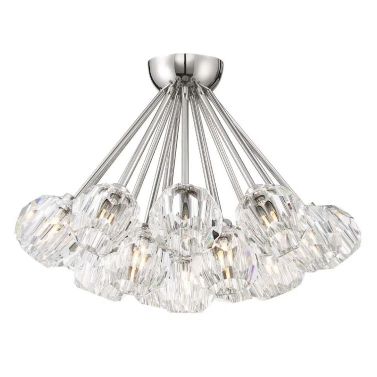 Parisian 24" Crystal and Nickel LED Flush Mount