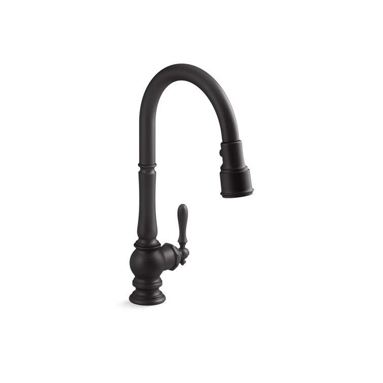 Matte Black High-Arch Pull-Down Kitchen Faucet with Spray