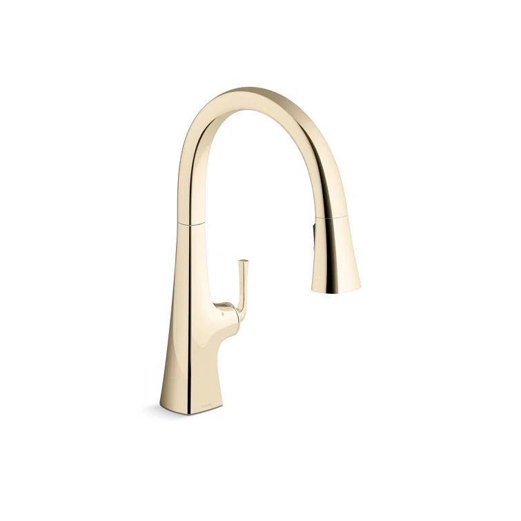 Vibrant French Gold Touchless Pull-Down Kitchen Faucet with LED Light