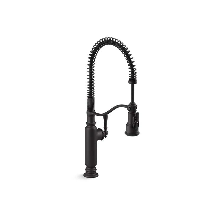 Matte Black Semi-Professional Kitchen Faucet with Pull-Down Spray