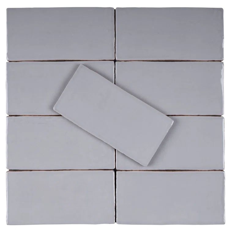 Ceniza Gray Polished Ceramic Subway Wall Tile 2.95" x 5.9"