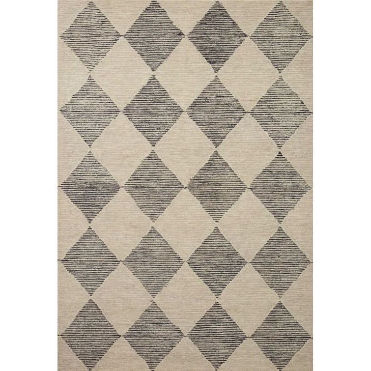 Francis Beige and Charcoal Wool Diamond Rug 9'-3" x 13'