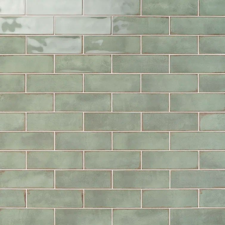 Santa Fe Green Handcrafted 4" x 12" Ceramic Subway Wall Tile