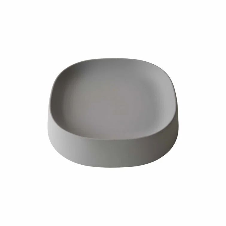 Ash Gray Resin Modern Plant Caddy with Hidden Wheels