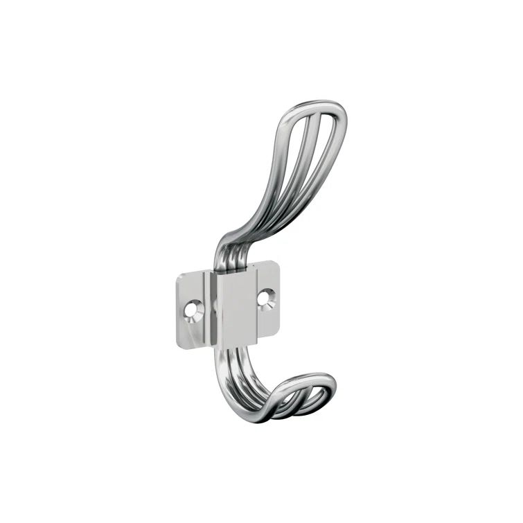 Polished Chrome Double Prong Decorative Wall Hook