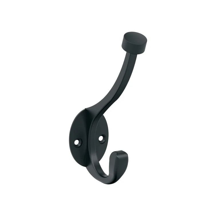 Matte Black Double Prong Decorative Metal Wall Hook