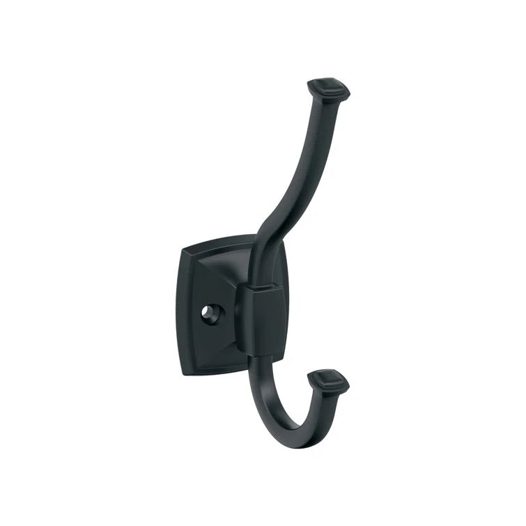 Matte Black Double Prong Decorative Metal Wall Hook