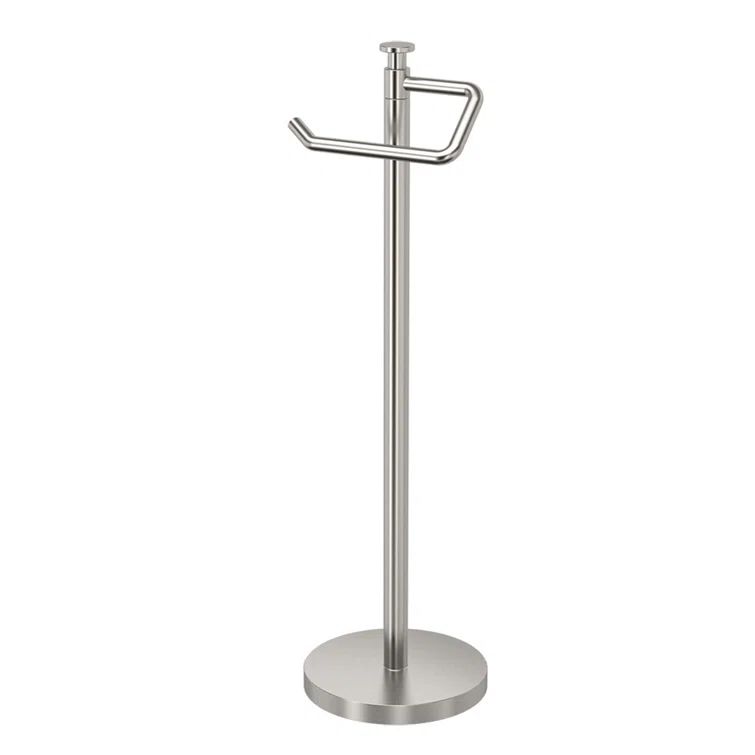 Satin Nickel Freestanding Toilet Paper Holder with Weighted Base