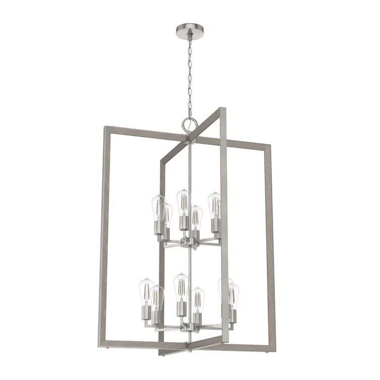 Woodburn Brushed Nickel 12-Light Modern Foyer Pendant