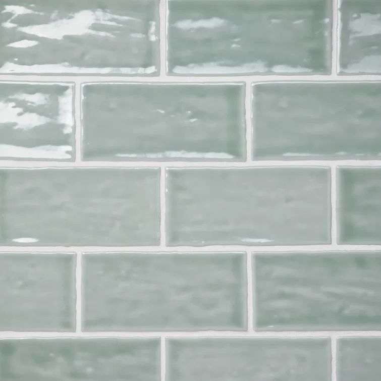 Marin 2.5" x 5" Aloe Green Glossy Ceramic Mosaic Tile